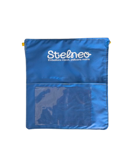 NEO-LIGHT — pochette tissu technique réutilisable Stelneo, vue à plat, fond beige clair